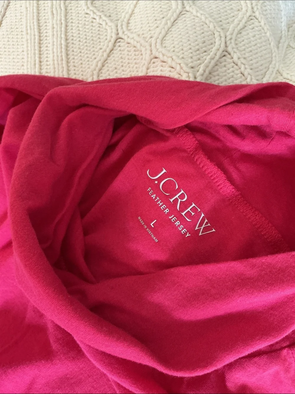 J. Crew Bright Pink Feather Jersey Long Sleeve